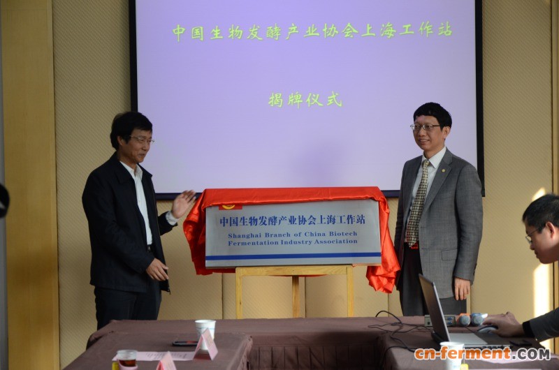 图片说明：涂善东、石维忱为工作站揭牌