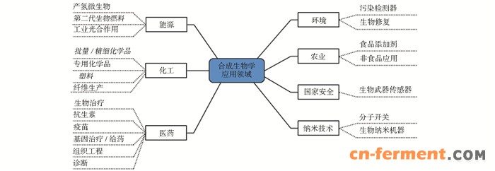 图 1 合成生物学的早期产业化应用领域[1] 