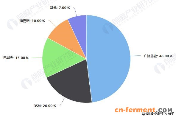 2018年全球维生素B2主要生产企业产能分布情况